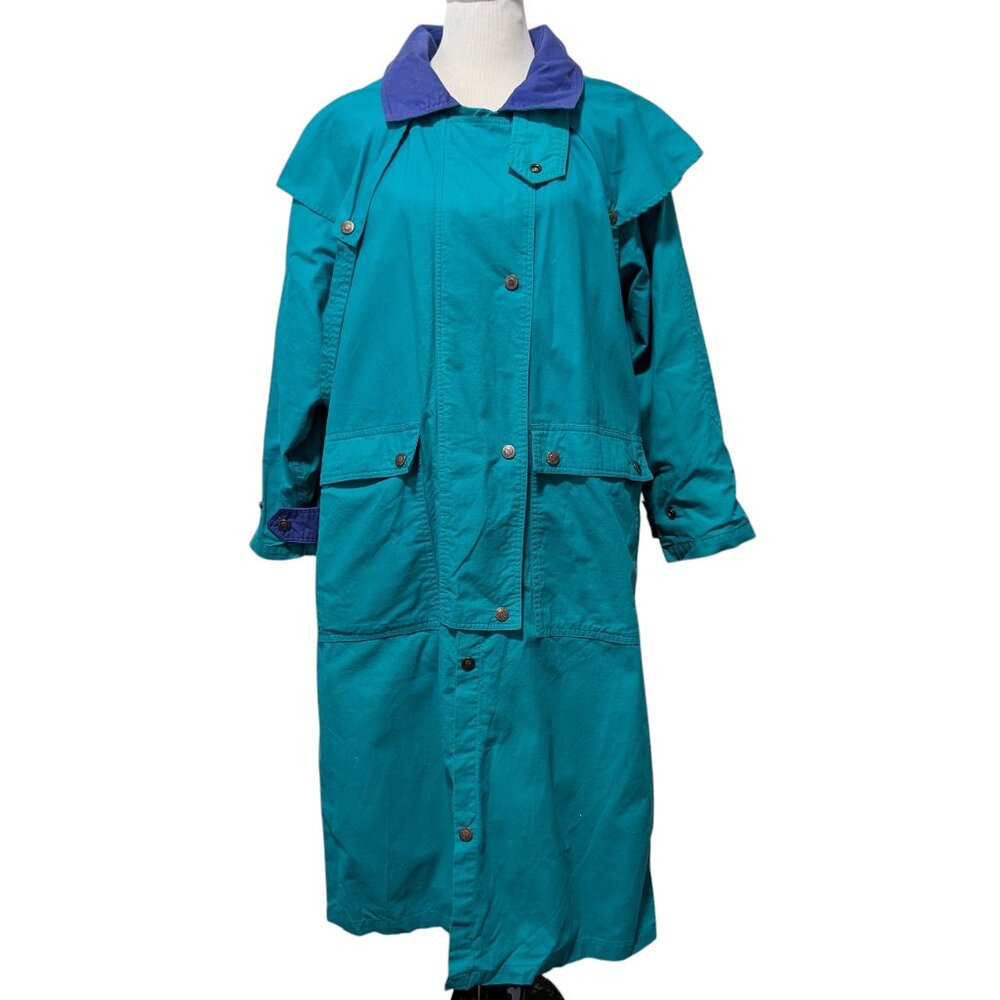 Vintage Overland Outfitters Unisex Size S Teal Purple Pink Duster Trench Jacket